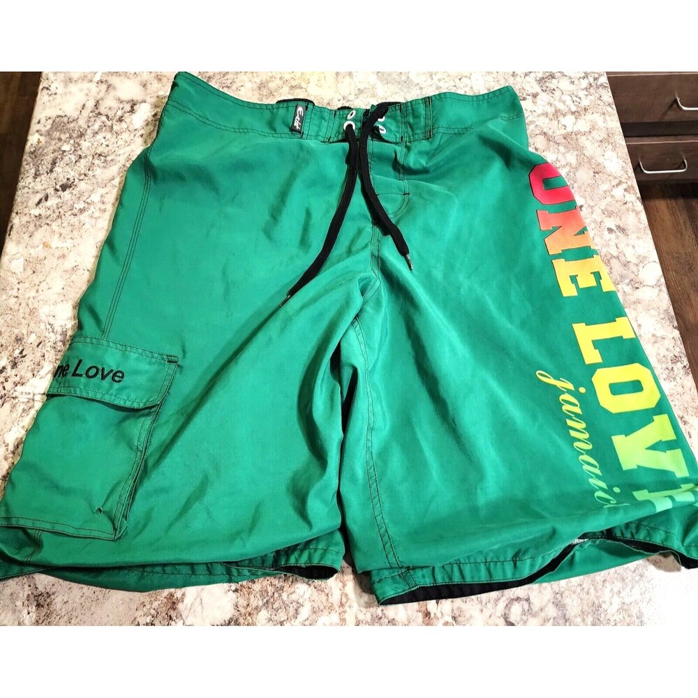 Exist Miami One Love Jamaica Men's Green Board Short Size XXL